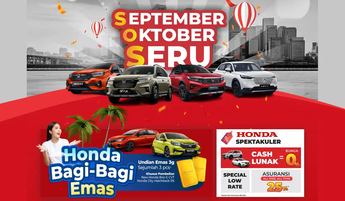 Beli Mobil Honda Bunga 0%! Berburu Mobil Honda dan Raih Kesempatan Bawa Pulang Hadiah Emas!